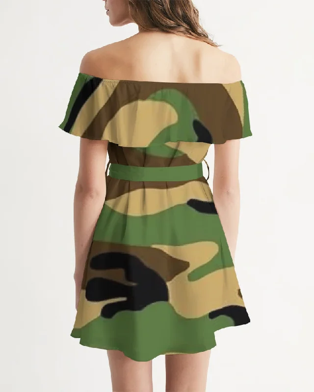 AKH Camouflage Women's Off-Shoulder Dress