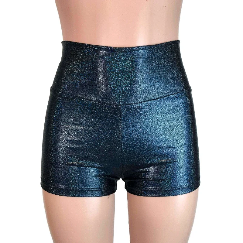 High Waisted Booty Shorts - Black Sparkle