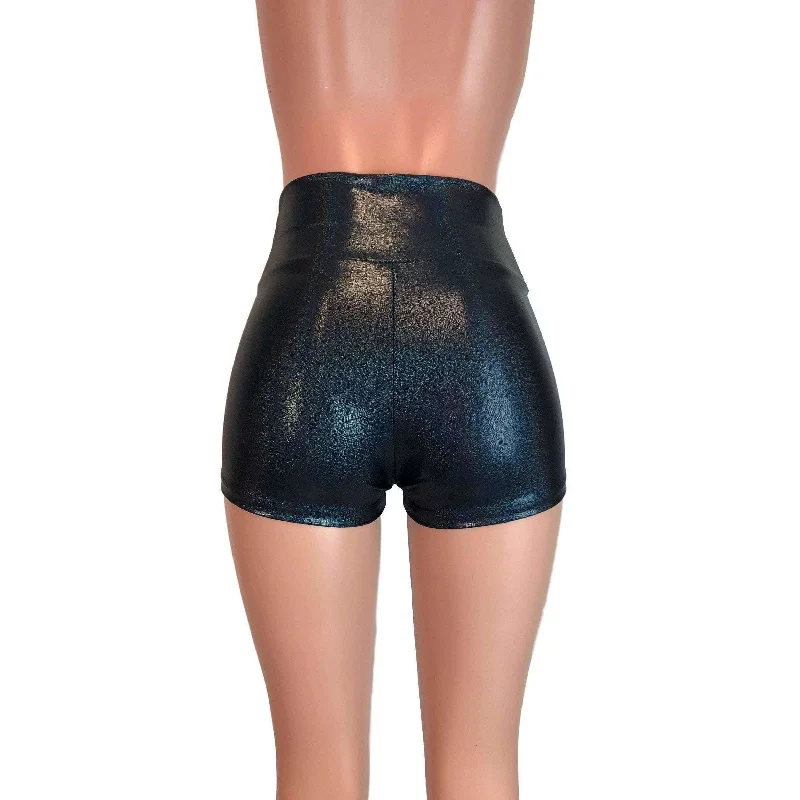 High Waisted Booty Shorts - Black Sparkle