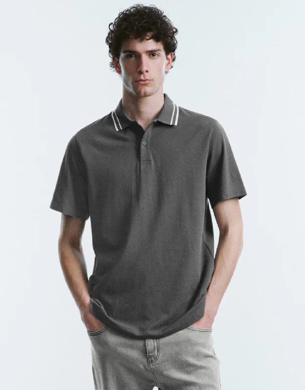 Button Half Placket Knitted Polo Shirt