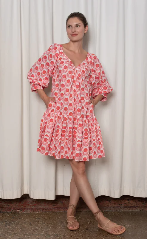 Greta Dress Red and Pink Azalea