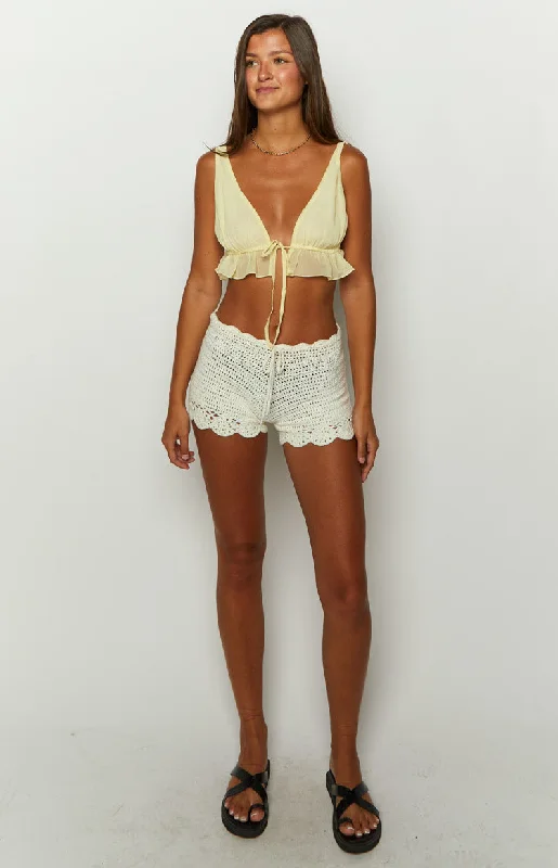 Holiday White Crochet Shorts