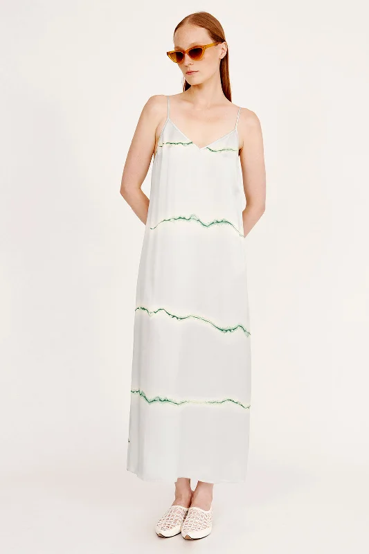 Silk Print Ice Blue And Jade Normandie Maxi Dress