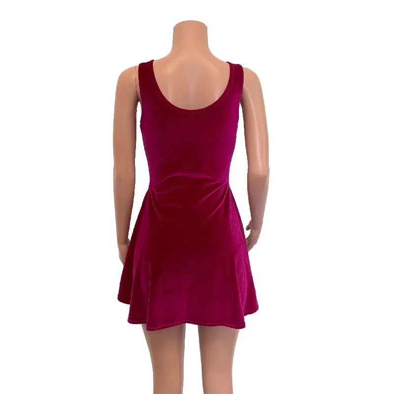 Lace-Up Open-Front Dress - Fuchsia Pink Velvet