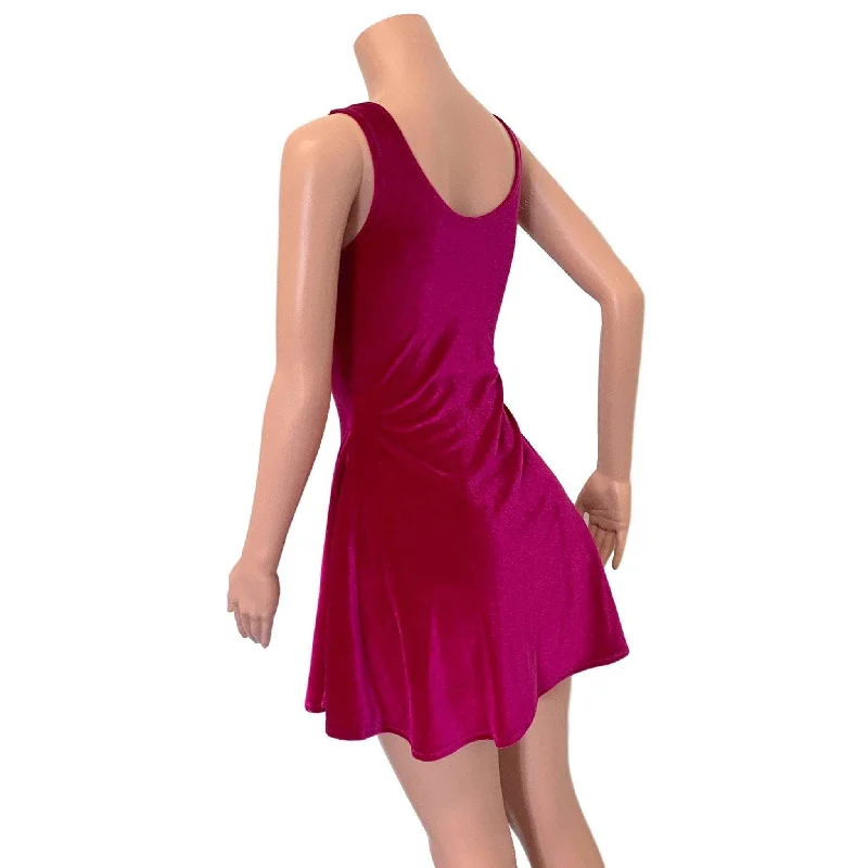 Lace-Up Open-Front Dress - Fuchsia Pink Velvet