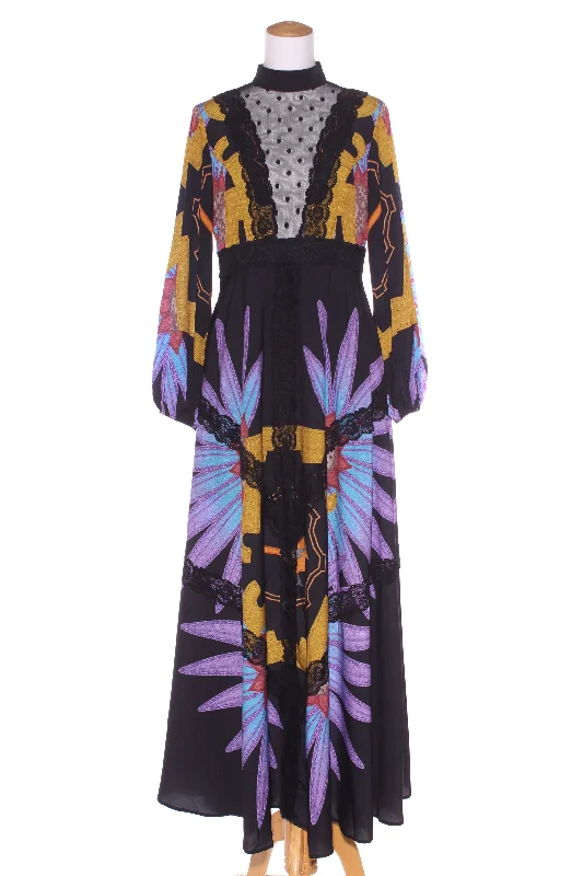 Lace detail colourful print maxi dress! 12