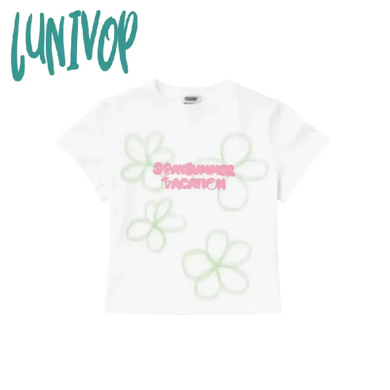 Lunivop Y2k Graphic Crop T Shirts Women Harajuku Fashion Aesthetic Tops Femme Kpop Grunge Casual Short Sleeve Tees Summer New