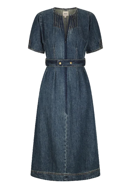 MORRISON ASHTON DENIM MIDI DRESS - BLUE