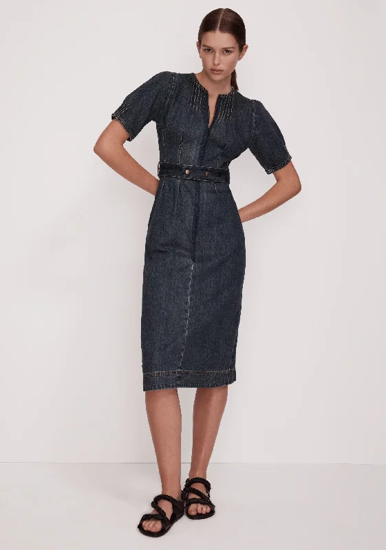 MORRISON ASHTON DENIM MIDI DRESS - BLUE