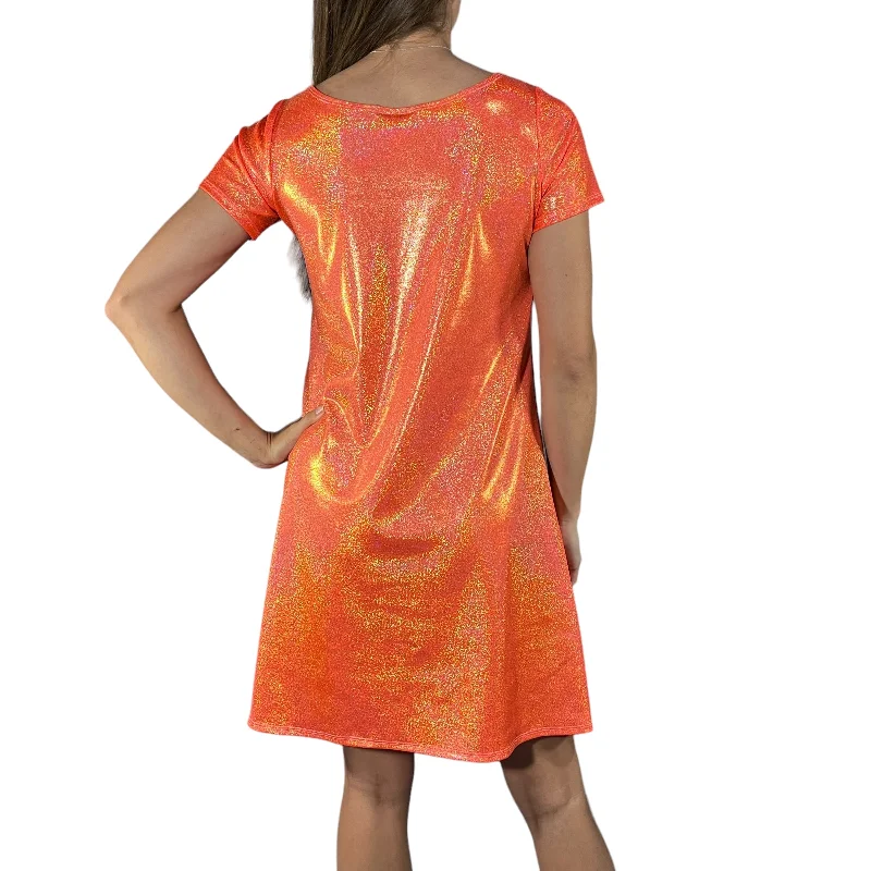 Orange Sparkly Tee Dress | Shirtdress for Halloween Costume