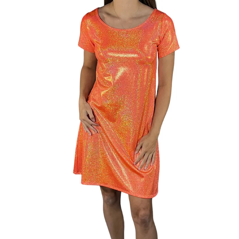 Orange Sparkly Tee Dress | Shirtdress for Halloween Costume