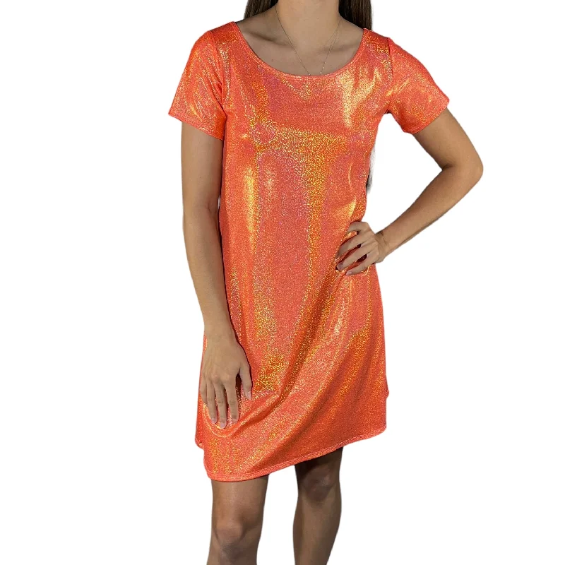 Orange Sparkly Tee Dress | Shirtdress for Halloween Costume