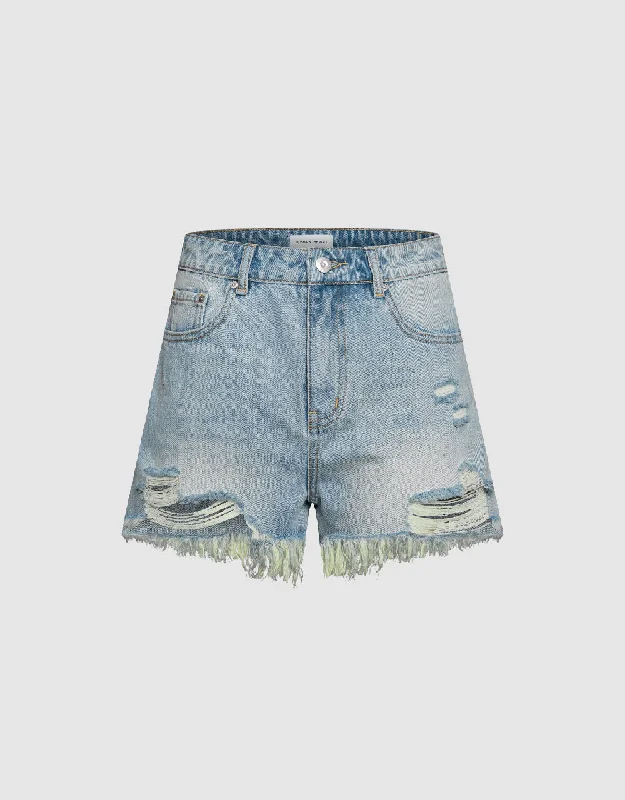 Raw Hem Denim Shorts