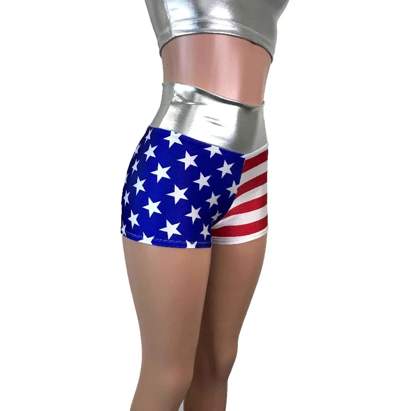 SALE - High Waisted Booty Shorts - Stars & Stripes