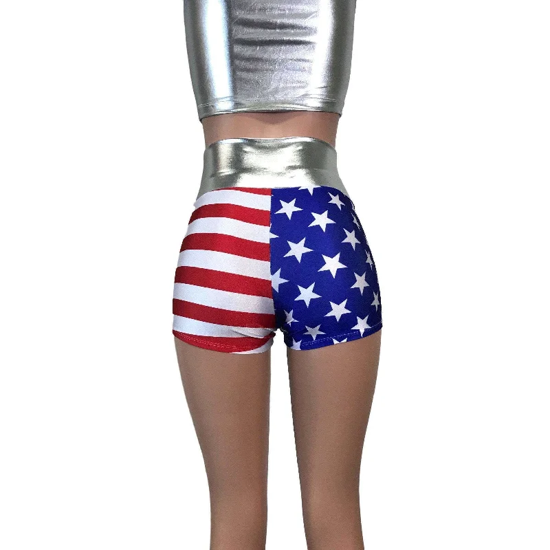 SALE - High Waisted Booty Shorts - Stars & Stripes