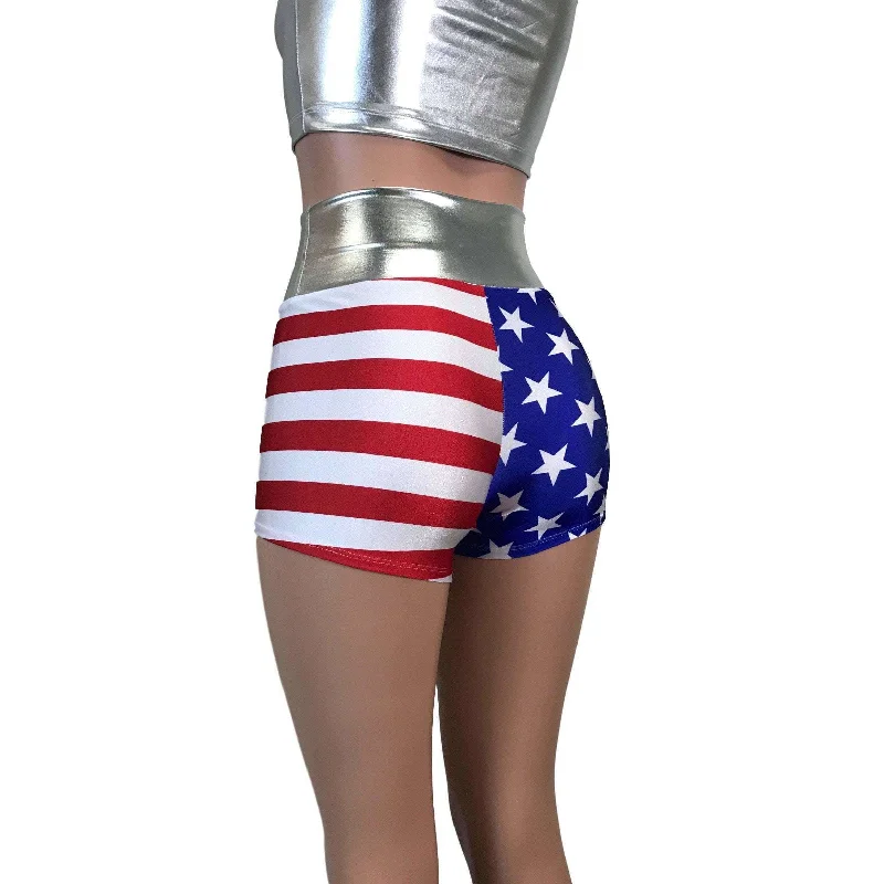 SALE - High Waisted Booty Shorts - Stars & Stripes