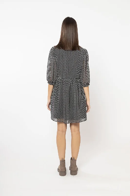 Seeking Lola Becoming Dress - Mono Geo Print