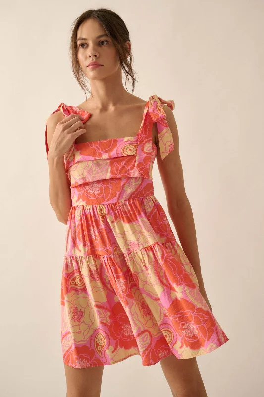 Sherbet Sunday Floral Paisley Tiered Mini Sundress