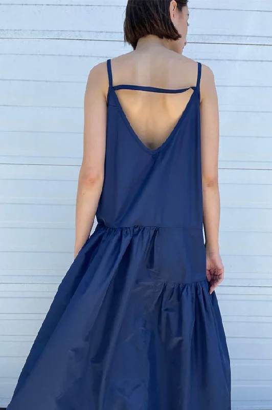 Sofia Silk Slip Dress in Navy