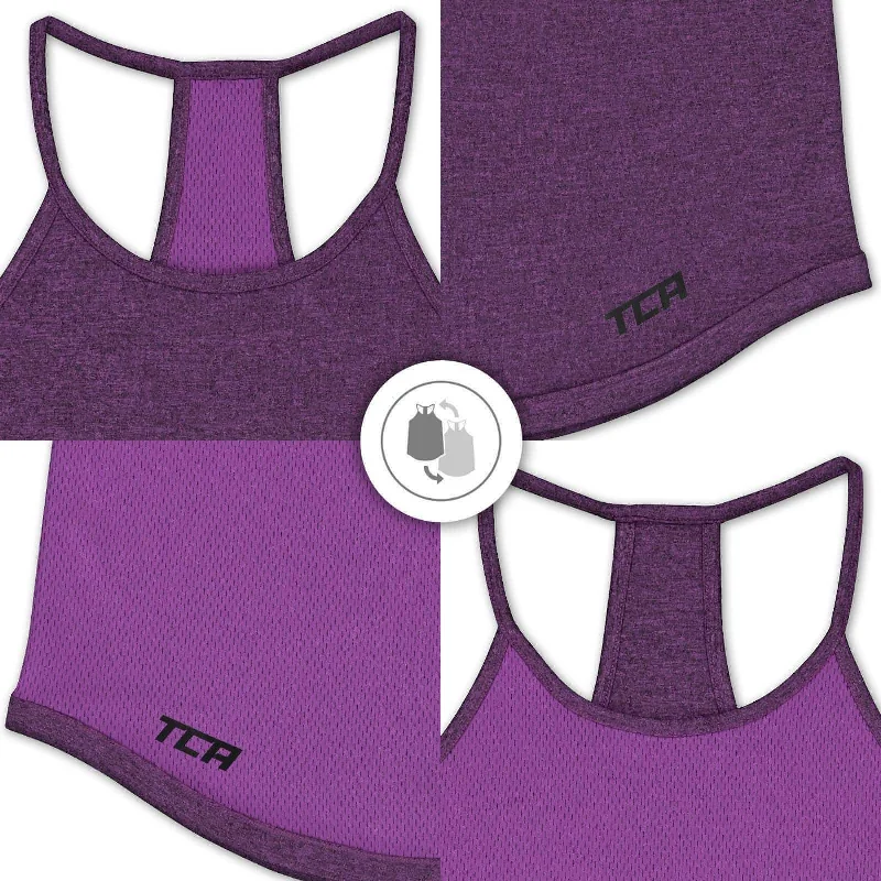 TCA Switch Up Reversible Womens Running Vest Tank Top - Purple