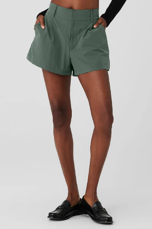 High-Waist Status Trouser Short - Dark Cactus