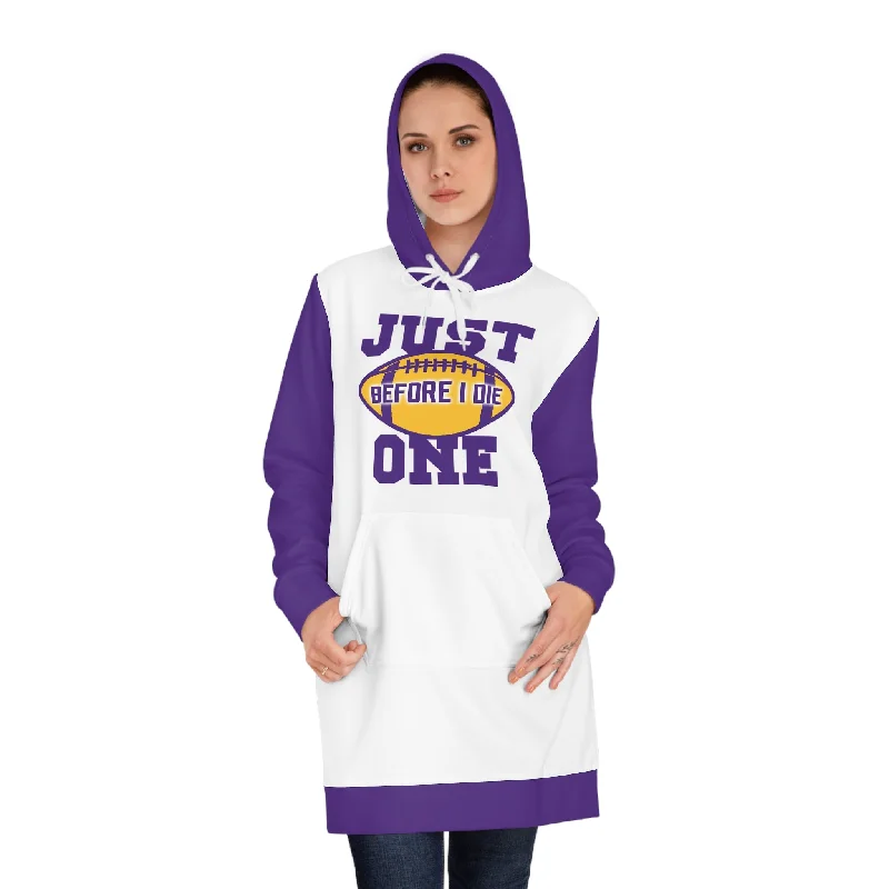 Hoodie Dress - White/Purple - Just ONE