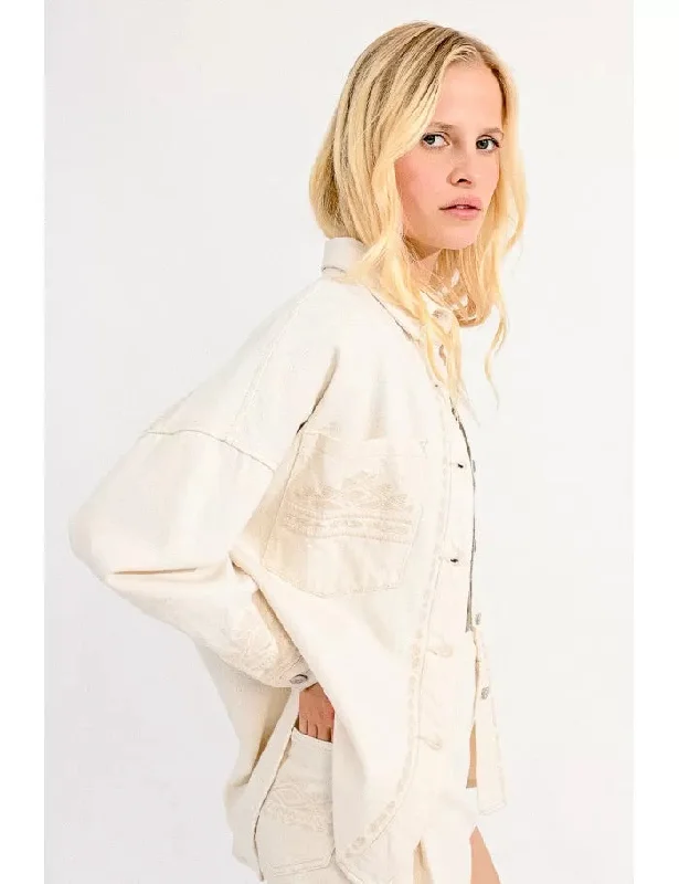 Embroidered overshirt jacket