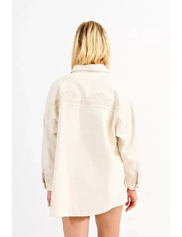 Embroidered overshirt jacket