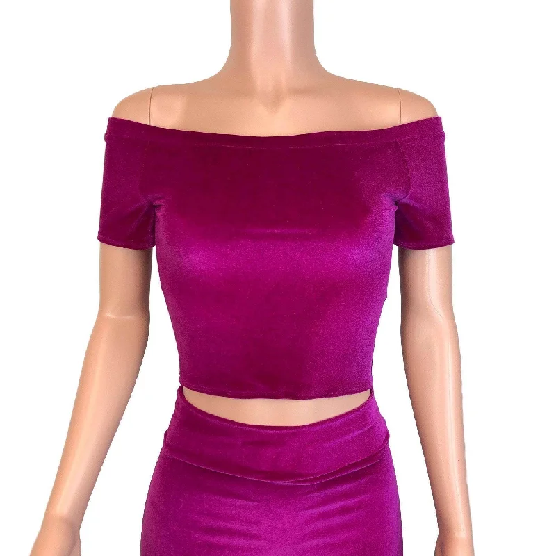 Cold Shoulder Top - Fuchsia Velvet