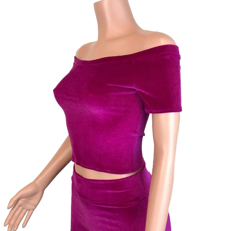 Cold Shoulder Top - Fuchsia Velvet