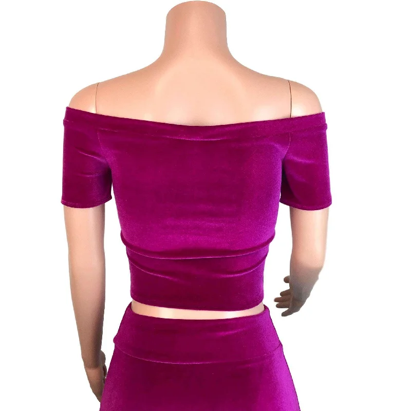 Cold Shoulder Top - Fuchsia Velvet