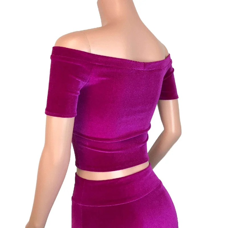 Cold Shoulder Top - Fuchsia Velvet