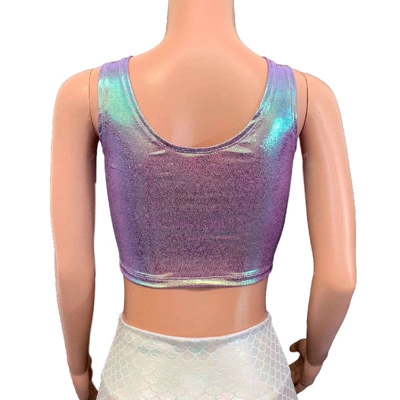 SALE - Lace-Up Crop Top - Lilac Iridescent