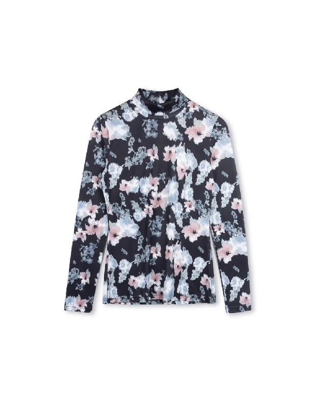 Printed Jersey Turtleneck