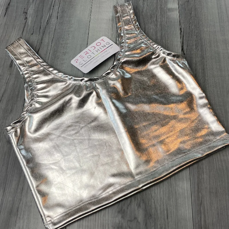 SALE - XS - Crop Tank Top - Silver Metallic