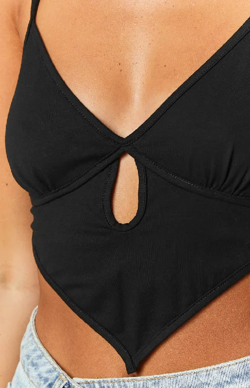 Today Black Halter Neck Crop Top