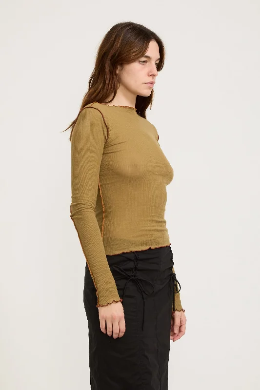 Vein Long Sleeve Jade Brown/Orange