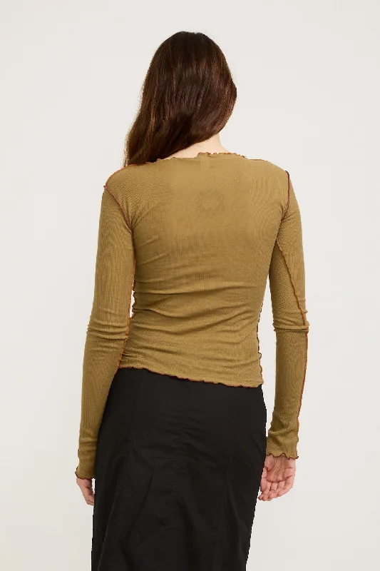 Vein Long Sleeve Jade Brown/Orange