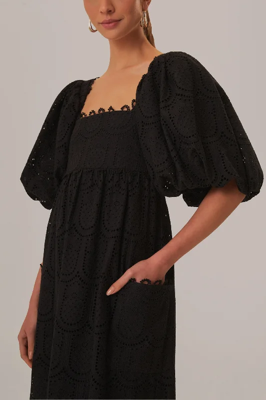 Black Pineapple Eyelet Maxi Dress