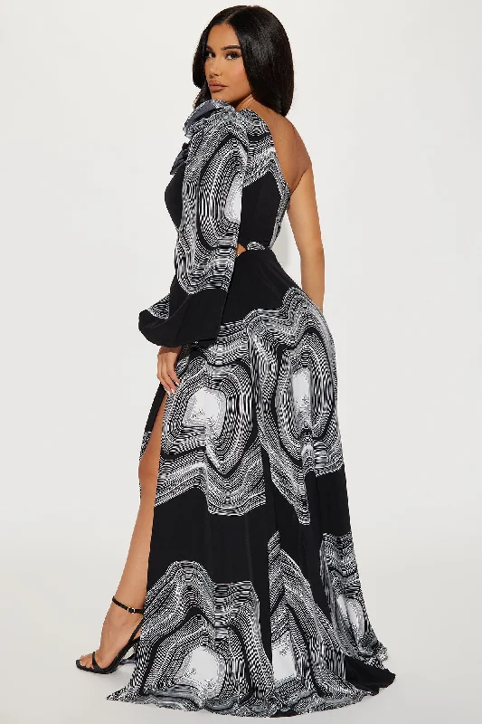 Bowie Printed Maxi Dress - Black/White