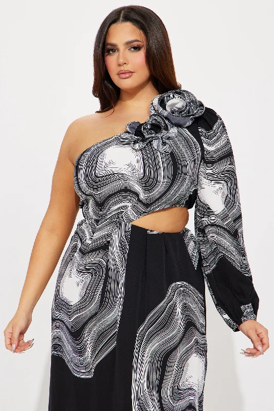 Bowie Printed Maxi Dress - Black/White