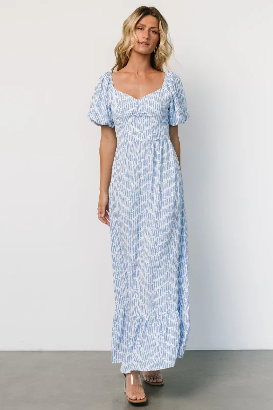 Durban Maxi Dress | Dusty Blue Print