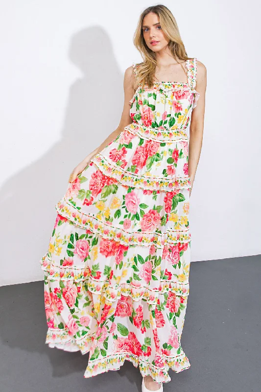 PULLING HEARTSTRINGS WOVEN MAXI DRESS