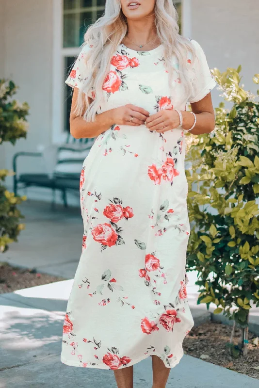 Ivory Floral Maxi Dress 2142