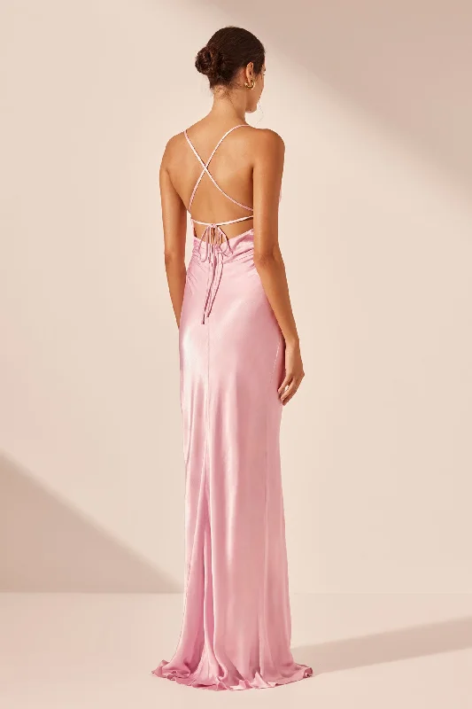 LA LUNE LACE BACK MAXI DRESS - PEONY