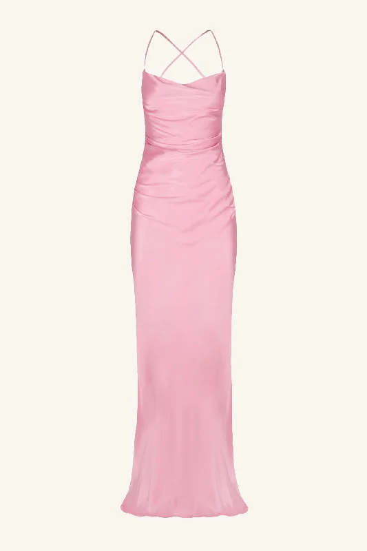 LA LUNE LACE BACK MAXI DRESS - PEONY