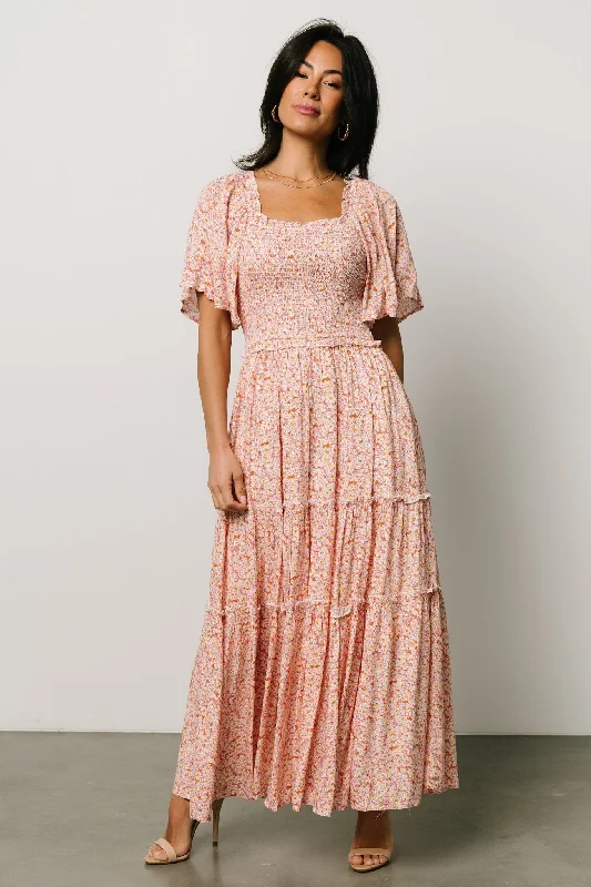 Regina Smocked Maxi Dress | Coral Floral