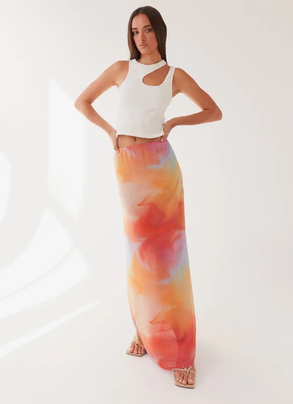 Sunlight Cascade Maxi Skirt - Rainbow Radiance