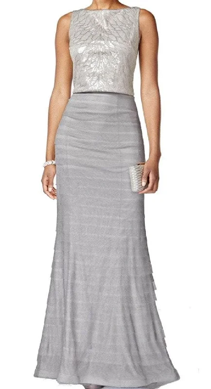 Adrianna Papell - Bateau Glitter Evening Dress 81928040 Off-the-shoulder Bohemian Festive