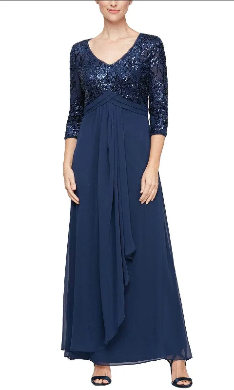 Alex Evenings 8196784 - Floral Sequin Evening Dress Glittery Long Formal